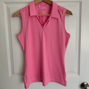 Pink Adidas Ladies Golf Sleeveless v neck polo